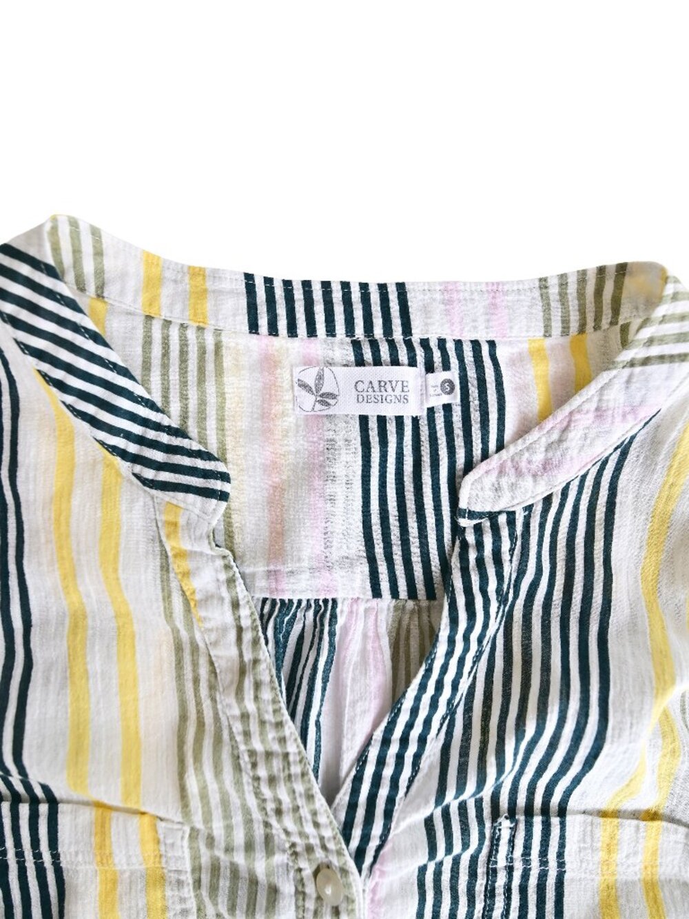 Carve Designs Popover Dylan Gauze Shirt Organic Cotton Stripes Lightweight-small - Picture 5 of 11